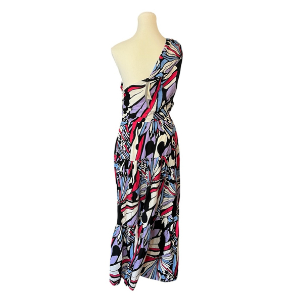 ✨ NEW Anthropologie One-Shoulder Tiered Maxi Dress Sz 8 NWT Boho Abstract Print - Picture 3 of 10
